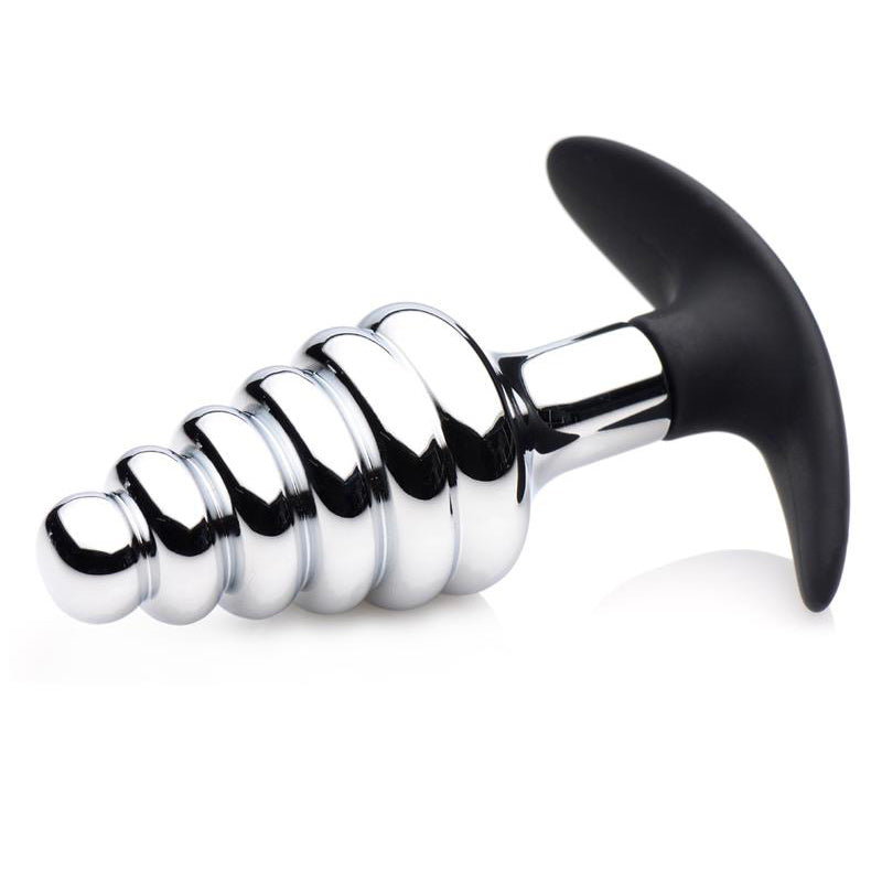 Master Series Dark Hive Metal And Silicone Ribbed Anal Plug – product image for adult pleasure and intimacy