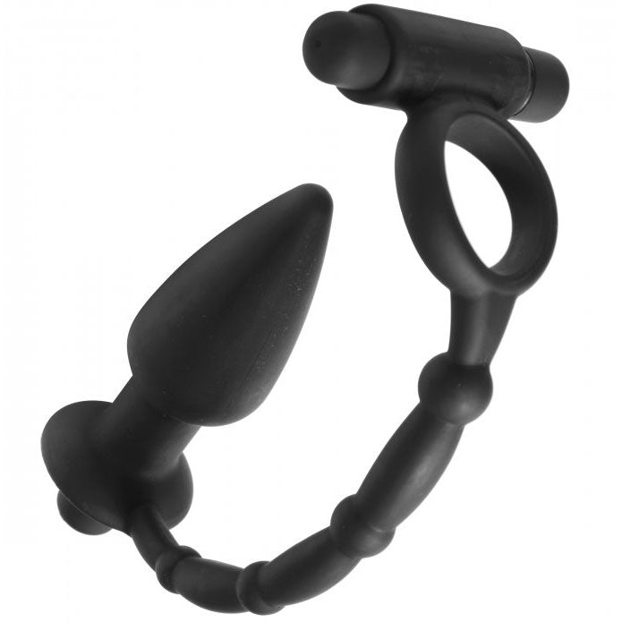 Viaticus Dual Cock Ring And Anal Plug Vibrator – powerful waterproof vibrator for intense pleasure