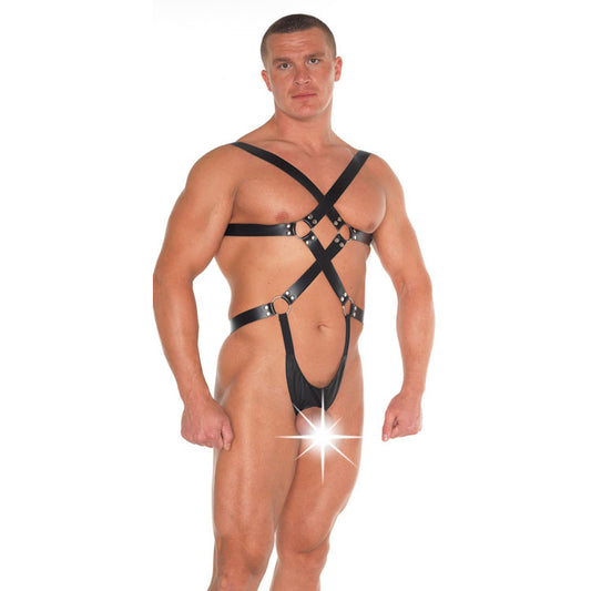 Leather Strappy Bondage Teddy – product image for adult pleasure and intimacy