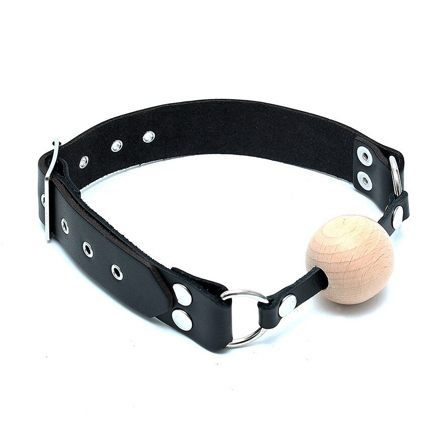 Leather Gag With Wooden Ball – product image for adult pleasure and intimacy