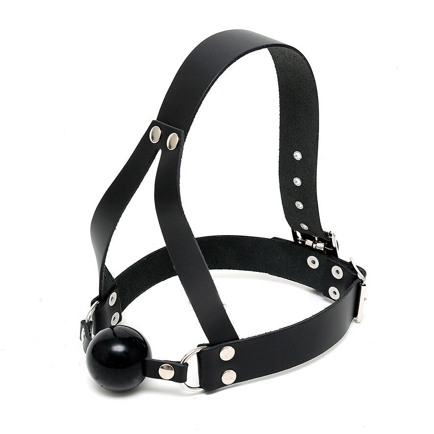 Leather Ball Gag And Head Harness – product image for adult pleasure and intimacy