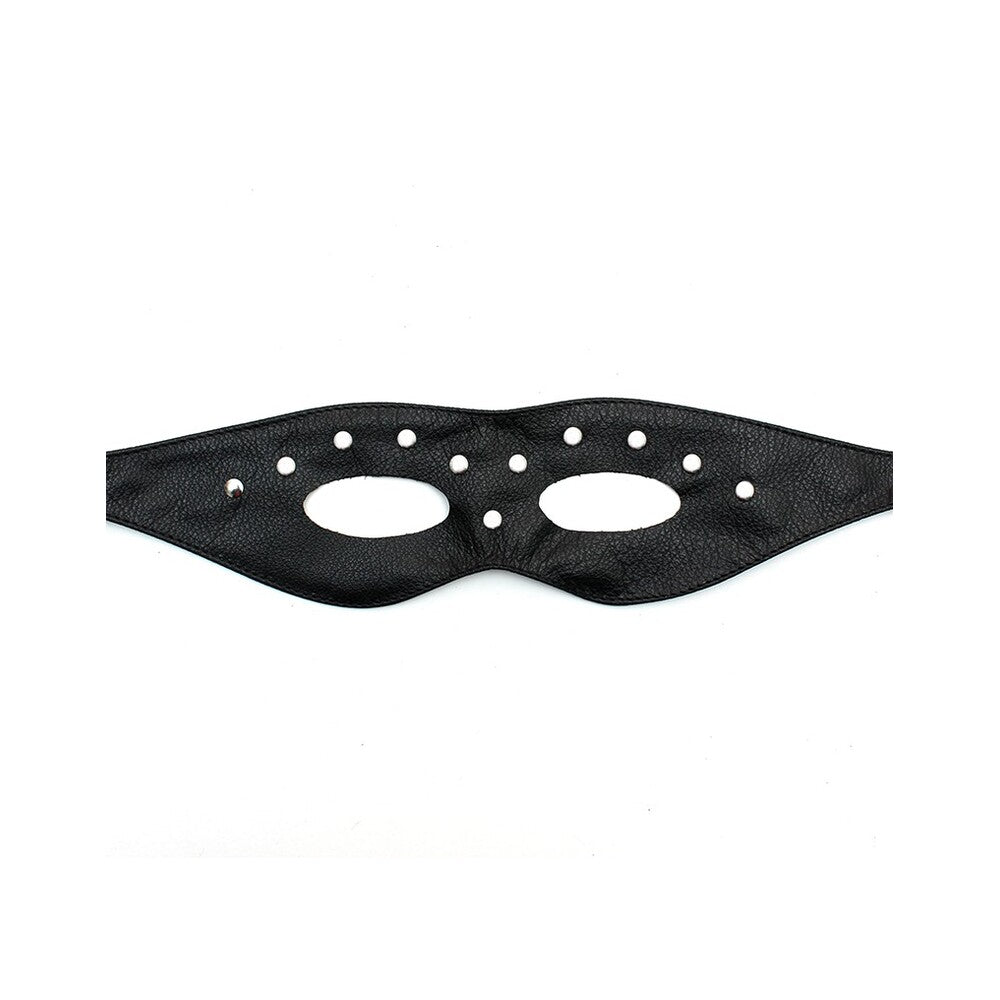 Leather Open Eye Mask With Rivets – Stretchable Fetish Hood with Zipper Face | Comfortable & Breathable