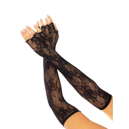 Leg Ave Floral Net Fingerless Gloves Black – product image for adult pleasure and intimacy