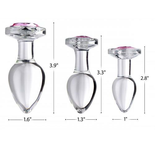 Pink Gem Glass Anal Plug Set – Explore Enhanced Intimacy | Discreet UK Shipping