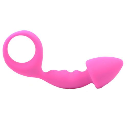 Pink Silicone Curved Comfort Butt Plug