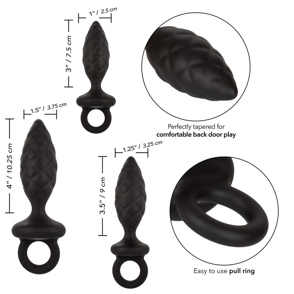 3 Piece Silicone Anal Probe Butt Plugs Kit