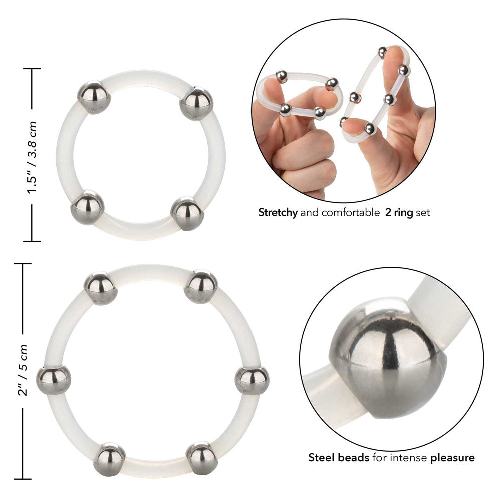 Steel Beaded Silicone Ring Set