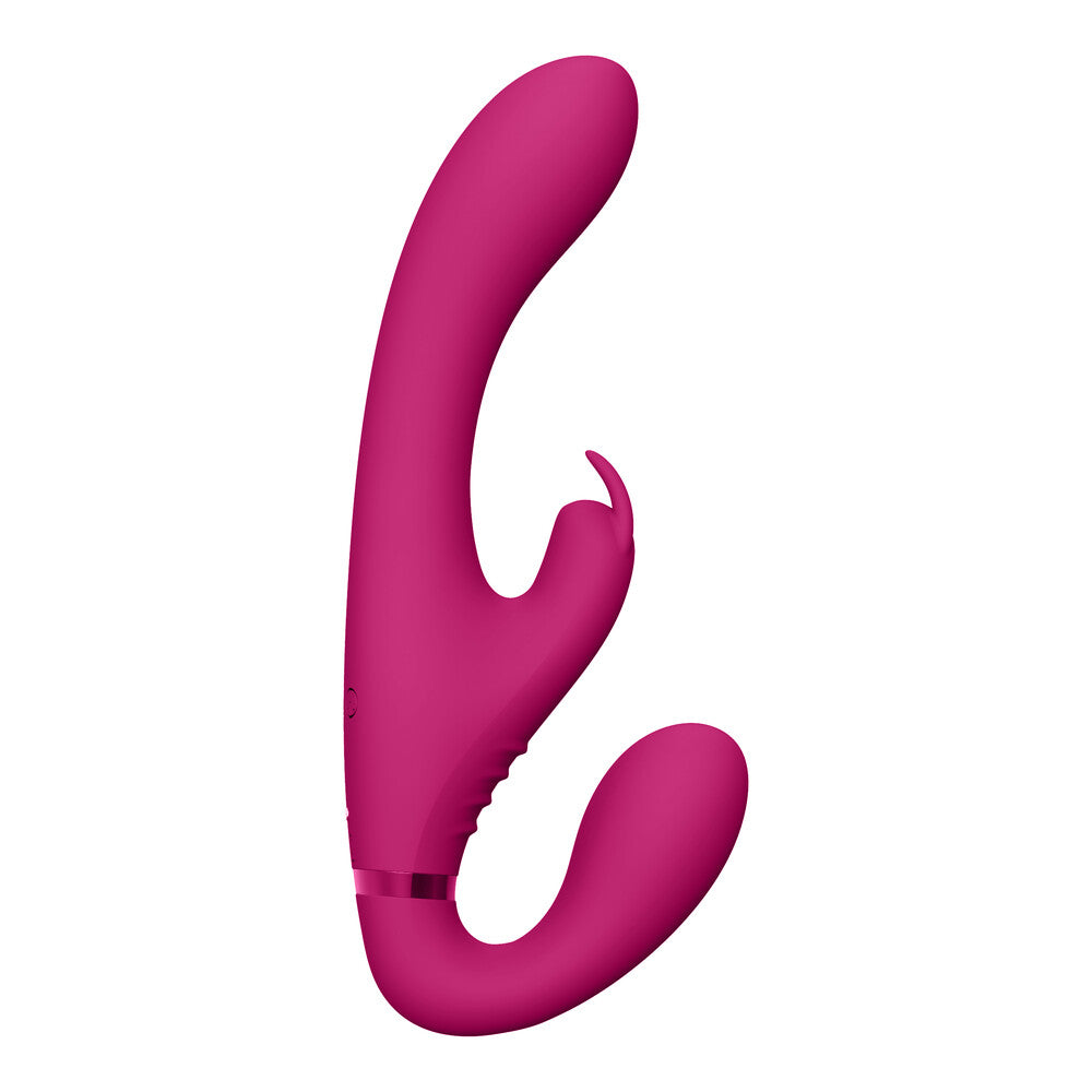 Vive Suki Triple Action Strapless Strap On Vibrator Pink